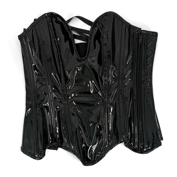 Daisy Corsets Top Drawer Steel Boned Black Patent
Plunge Neckline Corset, S,NWT - Picture 7 of 15
